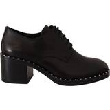Ash Pumps Ash Black Leather Block Mid Heels Lace Up Studs Shoes EU37/US6.5