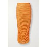 Dam - Mesh Kjolar Self-Portrait Embellished ruched midi skirt orange