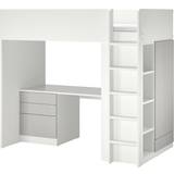 Ikea SMÅSTAD Loftsäng, vit grå/med skrivbord med 2