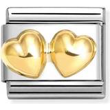 Rostfritt stål Berlocker & Hängen Nomination Classic gold double rounded hearts 030116/23
