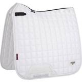 Mocka Schabrak LeMieux Loire Classic Satin Dressage Saddle Pad in White Square Bamboo Lining with Friction Free Binding and Girth Protection