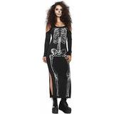 Leg Avenue Skelett Maskeradkläder Leg Avenue Skelett kleid außergewöhnliches halloween kostüm für damen Schwarz S-M