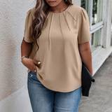 24 Blusar Shein Plus Solid Puff Sleeve Blouse