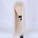 Beige Löshår & Peruker Shein Platinum Color Fashionable Matte High-temperature Silk Straight Hairpiece, For 60# Hair Pre-lace 13*4, Ha