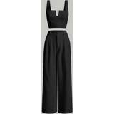 Shein Solid Tank Top & Wide Leg Trousers