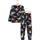Lindex Kid's Dinosaur Print Pyjamas Set - Dark Navy
