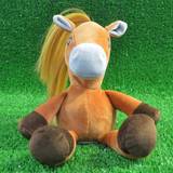 Kögler 75977 – Laberdjur häst Alina med långt hår, ca 18 cm stor, eftertalande mjuk leksak med inspelnings- och uppspelningsfunktion, plappar allt roligt och rör sig, batteridriven
