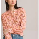La Redoute Dam Kläder La Redoute Floral Mandarin Collar Blouse with Long Sleeves Pink Print