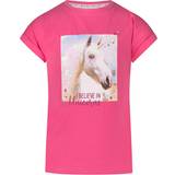 Salt and Pepper Barnkläder Salt and Pepper Flickor S/S Horse EMB paljett t-shirt, rosa, normal, ROSA, 104/110