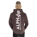Alpha Industries Bruna Kläder Alpha Industries Hoody med ryggtryck-herr Hooded Sweat Hunter Brown
