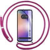 Mobiltillbehör Tumundosmartphone Transparent hängande fodral för Samsung Galaxy A54 5G med Cordon Rosa Fuchsia