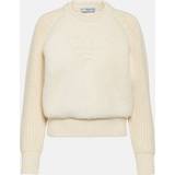 Fårskinn Överdelar Prada Shearling-trimmed alpaca sweater white