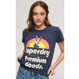 Superdry Dam T-shirts Superdry 70'S Retro Font Graphic tee W1011252A Lauren Navy Dam, Lauren Navy