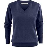 Harvest Kläder Harvest Ashland Ladies V-Neck Knitted Sweater 2122505 Blue Melange