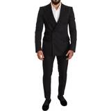 Herr - M Kostymer Dolce & Gabbana Black Brocade Piece Set Polyester Suit IT48