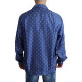 Skinn Skjortor Dolce & Gabbana Blue Beach Chair Umbrella Print Silk Shirt IT42