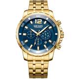 Megir Klockor Megir Chronograph Men Top Brand Luxury Army Military Wrist Clock Men Relogio Masculino Business Wristwatch Gold/Grey