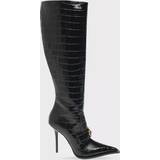 Lack Höga stövlar Versace Croc-effect patent leather knee-high boots black