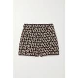 Valentino Herr Byxor & Shorts Valentino Toile Iconographe leather-trimmed shorts brown