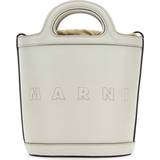 Marni Vita Axelremsväskor Marni White Leather Small Tropicalia Bucket Bag