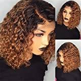 Lace Front Wigs Human Hair Curly,Deep Curly Lace Front Wig Honey Blonde Short Bob