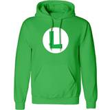 Super Push-up BH:ar Kläder Super Luigi Badge Pullover Hoodie Green