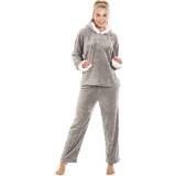 Camille Kläder Camille Supersoft Hooded Pyjama Set Grey 18-20