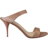 Prada Dam Skor Prada Rose Gold Leather Sandals Stiletto Heels Open Toe Shoes EU40/US9.5