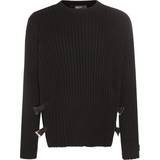 Versace Herr Överdelar Versace Leather-trimmed knit wool sweater black