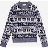 Ganni Pullover Wool Mix O-neck Stickat Dam Flerfärgad