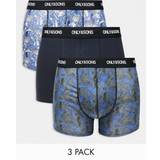 Only & Sons Underkläder Only & Sons – Marinblå blommiga boxershorts, 3-pack