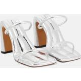 Proenza Schouler Tofflor & Sandaler Proenza Schouler Square Slide metallic leather sandals silver
