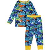 Småfolk Nattplagg Småfolk Pyjamas Med Dinosaurietryck Blue Atoll Blå 3-4 years
