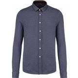 Blåa - Skinn Överdelar Kariban Long-Sleeved Jacquard Knit Shirt Blue