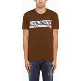 DSquared2 Jersey Kläder DSquared2 Topp, Herr, Brun, XL, Bomull, AW23, Logo Print T-shirts och Polos