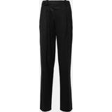 Victoria Beckham Byxor & Shorts Victoria Beckham Asymmetric wool-blend straight pants black XS-S