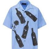 Prada Bomull Överdelar Prada Printed cotton bowling shirt blue