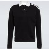 Valentino Herr Tröjor Valentino Collared cotton jersey sweatshirt black