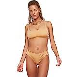 Brons Badkläder Trendyol Collection Kvinnors detaljerade utskurna bikiniunderdel, guld