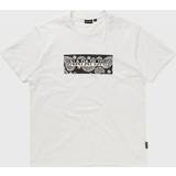 Napapijri Herr T-shirts Napapijri – Andesite – Vit t-shirt med paisleymönstrad boxlogga-Vit/a