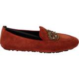 Orange Lågskor Dolce & Gabbana Orange Leather Crystal Crown Loafers Shoes EU40/US7