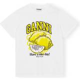 Dam - Jersey - Vita T-shirts Ganni Relaxed Lemon T-shirt Unisex - Bright White