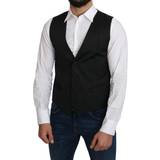 Dolce & Gabbana Herr Ytterkläder Dolce & Gabbana Gray 100% Silk Formal Coat Vest IT46