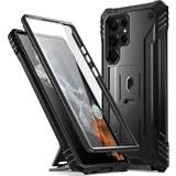 Mobiltillbehör Poetic Revolution Case for Galaxy S22 Ultra 5G Heavy Duty Full Body Cover with Kickstand Work w/ Fingerprint ID Black