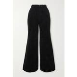 Polo Ralph Lauren Manchester Byxor & Shorts Polo Ralph Lauren Womens Black Mid-rise Flared-leg Cotton Trousers