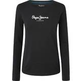 Pepe Jeans Dam - Svarta T-shirts Pepe Jeans Damen Langarm-Shirt NEW VIRGINIA