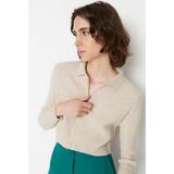 Akryl - Herr Koftor Trendyol Collection Kvinnors stickade kläder med beige crop dragkedja kofta tröja