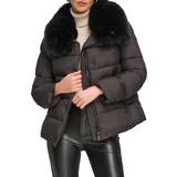 Omlott Ytterkläder DKNY Women's Faux-Fur-Trim Collar Puffer Coat Black Black