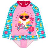 Blommiga Baddräkter Barnkläder Baby Shark Girls Wipe Out! Long-Sleeved One Piece Swimsuit Pink/Multicolour/Blue