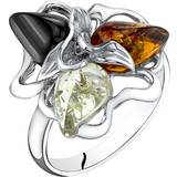 Ringar Baltic Amber Star Leaf Ring in Sterling Silver